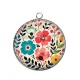 Pendentif Cabochon Argent - fleurs- cabochon verre ou résine, miroirs, porte clés