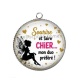 Pendentif Cabochon Argent - sourire et faire chier mon duo préféré- cabochon verre ou résine, miroirs, porte clés