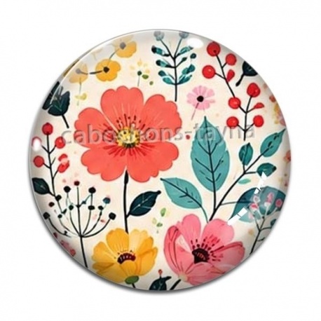 Cabochon Verre - fleurs- cabochon verre ou résine, pendentif résine