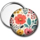 Miroir de poche - fleurs- cabochon verre ou résine, pendentif résine