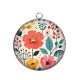 Pendentif Cabochon Argent - fleurs- cabochon verre ou résine, pendentif résine
