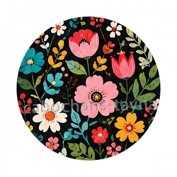  fleurs- cabochon verre ou résine, pendentif résine