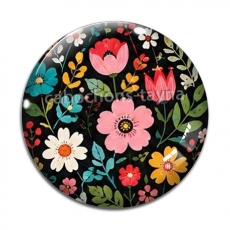 Cabochon Verre -  fleurs- cabochon verre ou résine, pendentif résine