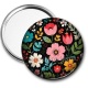 Miroir de poche -  fleurs- cabochon verre ou résine, pendentif résine