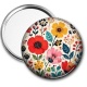 Miroir de poche -  fleurs- cabochon verre ou résine, pendentif résine, miroir
