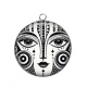 Pendentif Cabochon Argent - femme noir et blanc- cabochon verre ou résine, pendentif résine