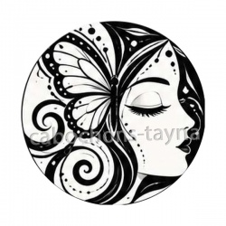 femme noir et blanc- cabochon verre ou résine