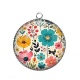 Pendentif Cabochon Argent - fleurs- cabochon verre ou résine