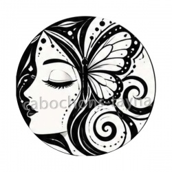  femme noir et blanc- cabochon verre ou résine