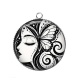 Pendentif Cabochon Argent -  femme noir et blanc- cabochon verre ou résine