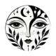 femme noir et blanc- cabochon verre ou résine, pendentif