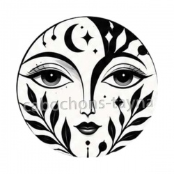 femme noir et blanc- cabochon verre ou résine, pendentif