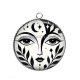 Pendentif Cabochon Argent - femme noir et blanc- cabochon verre ou résine, pendentif