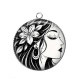 Pendentif Cabochon Argent - femme noir et blanc- cabochon résine ou verre