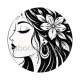 femme noir et blanc- cabochon verre ou résine