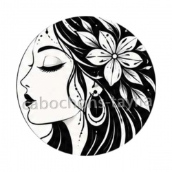 femme noir et blanc- cabochon verre ou résine