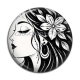 Cabochon Résine - femme noir et blanc- cabochon verre ou résine
