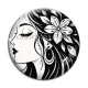 Cabochon Verre - femme noir et blanc- cabochon verre ou résine