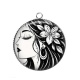Pendentif Cabochon Argent - femme noir et blanc- cabochon verre ou résine