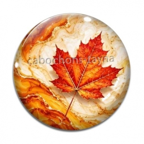 Cabochon Verre - Feuille platane- cabochon verre ou résine