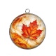 Pendentif Cabochon Argent - Feuille platane- cabochon verre ou résine