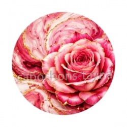 Fleur rose- cabochon verre ou résine