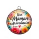 Pendentif Cabochon Argent - une maman extraordinaire- cabochon verre ou résine, miroirs, porte clés
