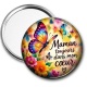Miroir de poche - Maman toujours dans mon coeur- cabochon verre ou résine, miroirs, porte clés
