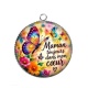 Pendentif Cabochon Argent - Maman toujours dans mon coeur- cabochon verre ou résine, miroirs, porte clés