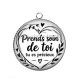 Pendentif Cabochon Argent - proverbe- prend soin de toi tu es précieux