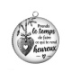 Pendentif Cabochon Argent - prends le temps de faire ce qui te rend heureux