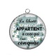 Pendentif Cabochon Argent - la liberté appartientà ceux qui l'ont conquise