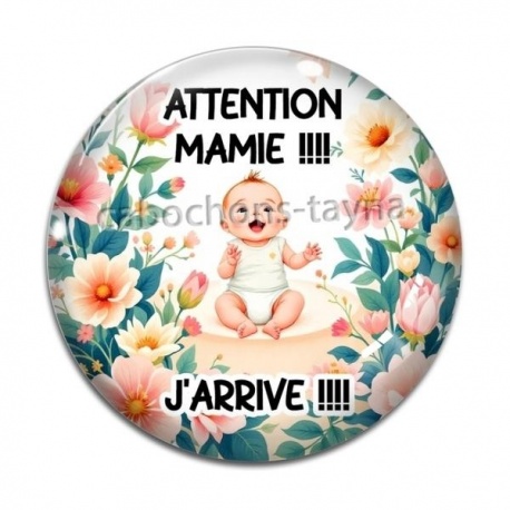 Cabochon Verre - attention mamie j'arrive