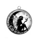 Pendentif Cabochon Argent - Fée lune- Cabochon verre ou résine, pendentif résine argent