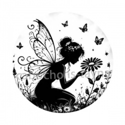 Fée- Cabochon verre ou résine, pendentif résine argent