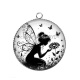 Pendentif Cabochon Argent - Fée- Cabochon verre ou résine, pendentif résine argent