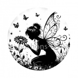 Fée- Cabochon verre ou résine, pendentif résine argent