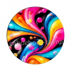 pois spirale- Cabochon verre ou résine, pendentif résine argent