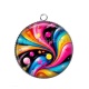 Pendentif Cabochon Argent - pois spirale- Cabochon verre ou résine, pendentif résine argent