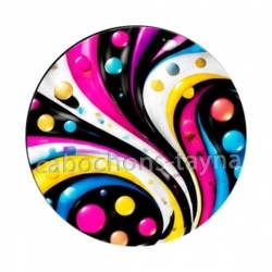 Pois- Cabochon verre ou résine, pendentif résine argent