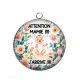 Pendentif Cabochon Argent - attention mamie j'arrive