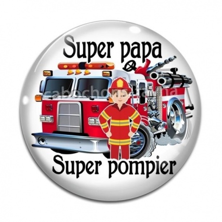 Cabochon Verre - super papa super pompier