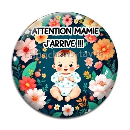 Cabochon Verre - attention mamie j'arrive