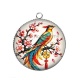 Pendentif Cabochon Argent - oiseaux porte bonheur