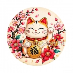 chat porte bonheur- cabochon verre ou résine, pendentif résine, miroir