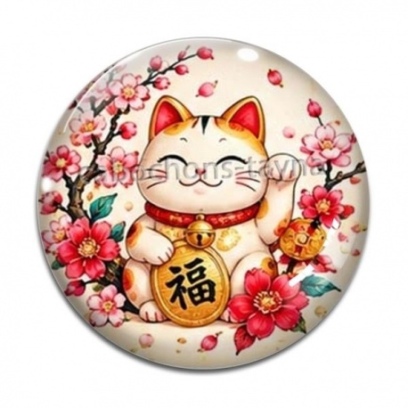 Cabochon Verre - chat porte bonheur