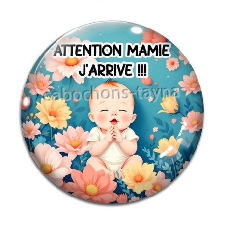 Cabochon Verre - attention mamie j'arrive