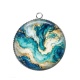 Pendentif Cabochon Argent - fond marbré- Cabochon verre ou résine, pendentif résine argent