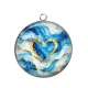 Pendentif Cabochon Argent - Cabochon marbré verre ou résine, pendentif résine argent