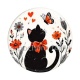 chat noir- cabochon verre ou résine, miroirs, porte clés